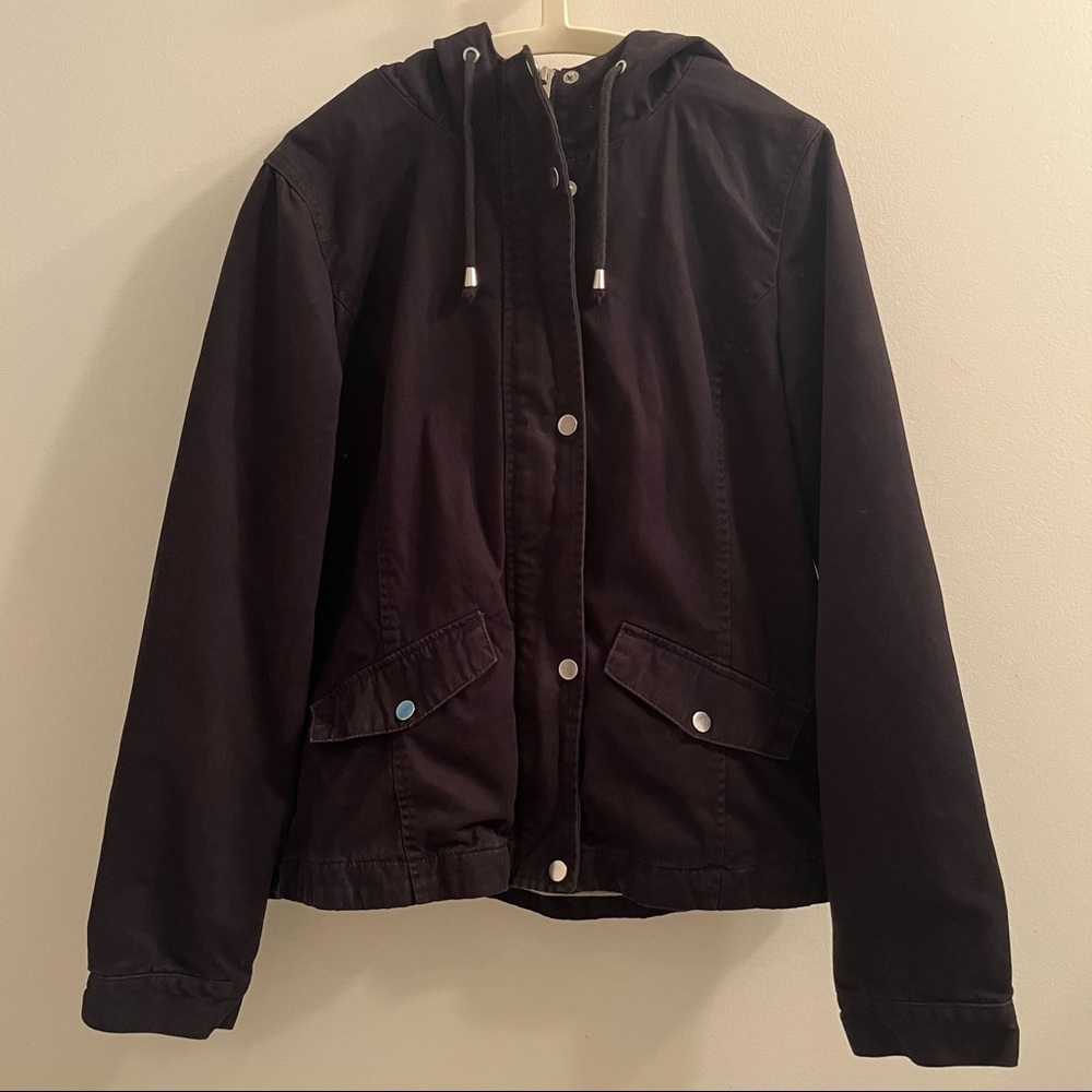 H&M Divided Black Cotton Jacket With Hood Size S